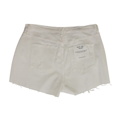 White Solid Denim Shorts