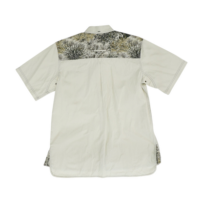 Beige Color Block Short Sleeve Button Down