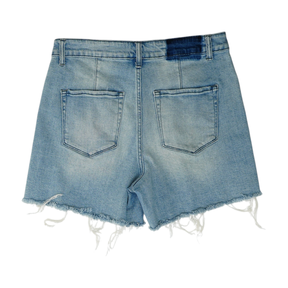 Blue Solid Denim Shorts