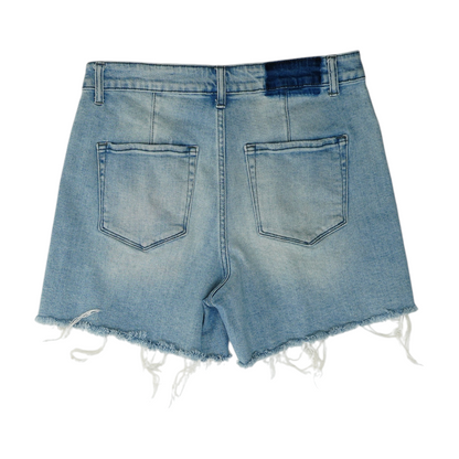 Blue Solid Denim Shorts