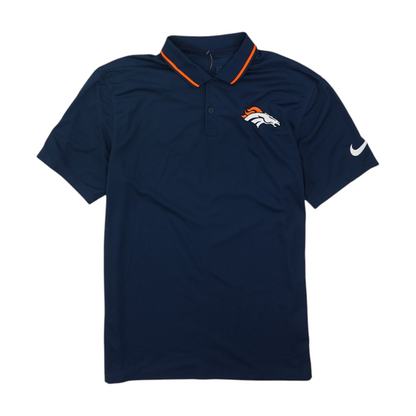 Navy Denver Broncos Solid Short Sleeve Polo