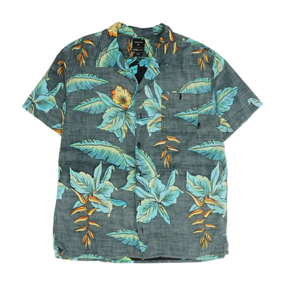 Gray Tropical Short Sleeve Button Down