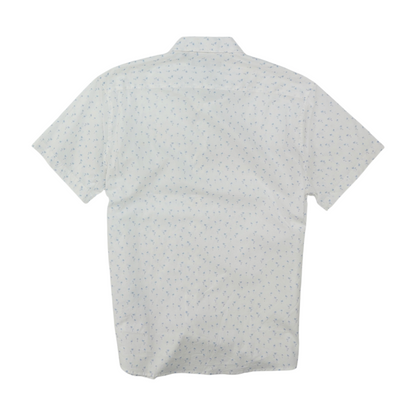 White Print Short Sleeve Button Down