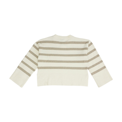 Beige Striped Pullover Sweater