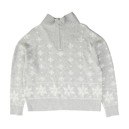 Gray Print 1/4 Zip Sweater