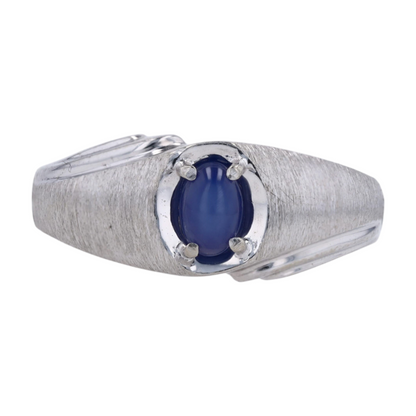 10K White Gold Blue Stone Fashion Ring