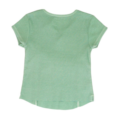 Green Solid Crewneck Knit Top