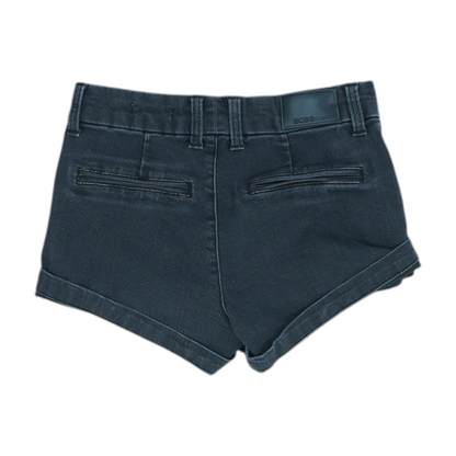 Black Solid Denim Shorts