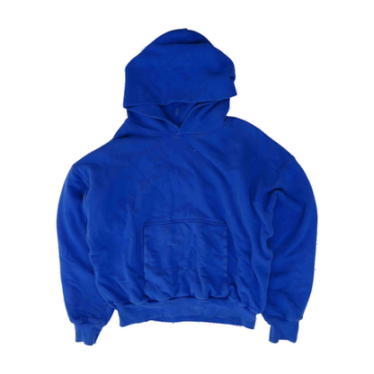Blue Solid Hoodie Pullover