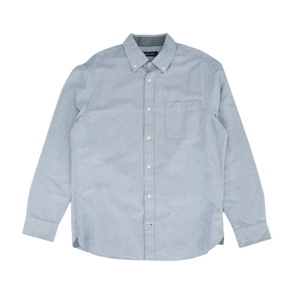 Blue Solid Long Sleeve Button Down