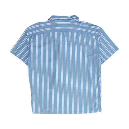 Gray Striped Short Sleeve Button Down
