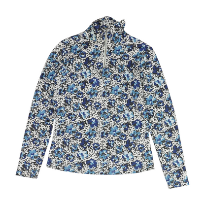 White Floral 1/4 Zip Pullover