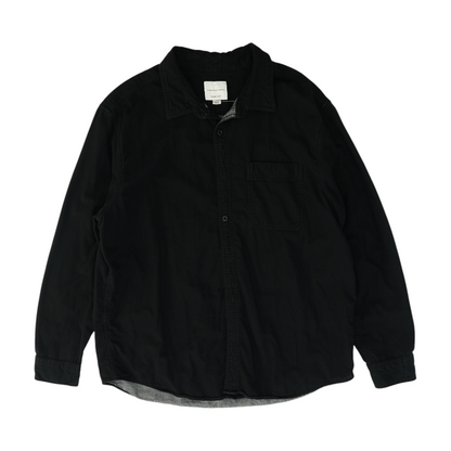 Black Solid Flannel Button Down