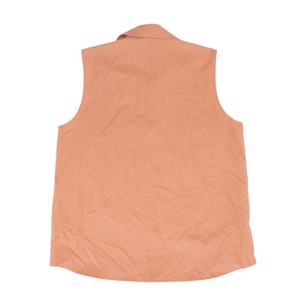 Peach Petite Check Button Down