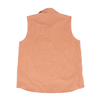 Peach Petite Check Button Down