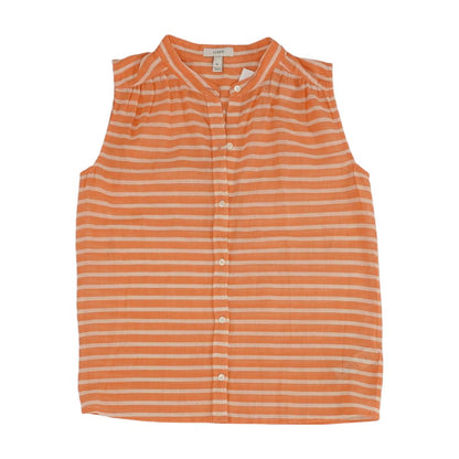 Coral Striped Sleeveless Blouse