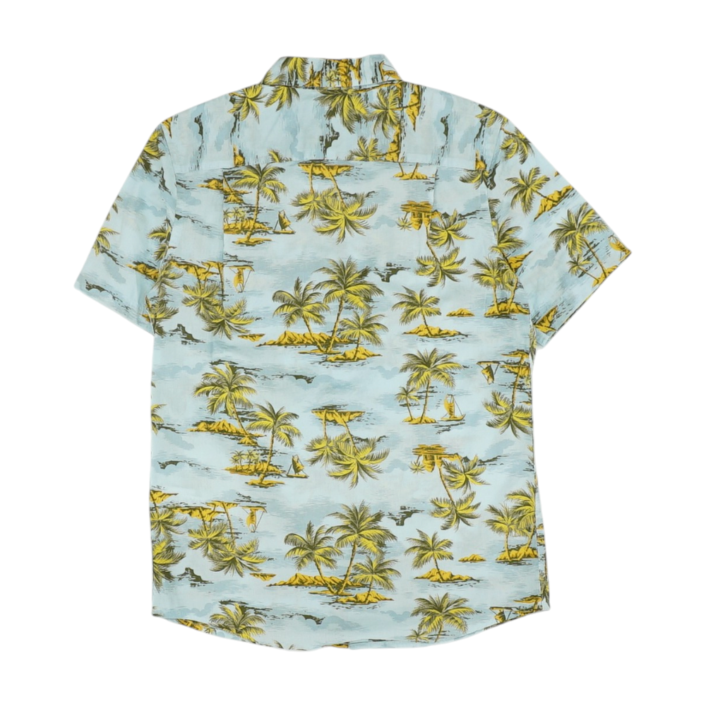 Blue Tropical Short Sleeve Button Down