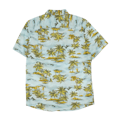 Blue Tropical Short Sleeve Button Down