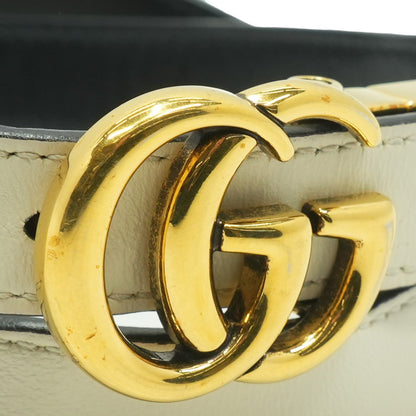 GG Marmont Reversible Thin Belt in White and Black Leather