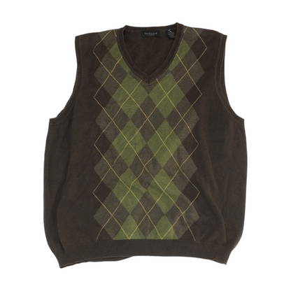 Brown Argyle Vest Sweater