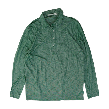 Green Solid Long Sleeve Polo