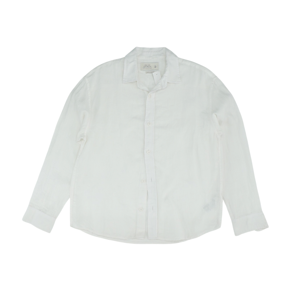 White Solid Long Sleeve Button Down