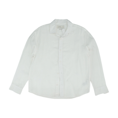 White Solid Long Sleeve Button Down