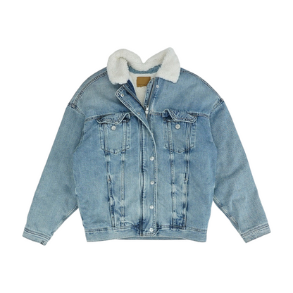 Blue Solid Denim Jacket