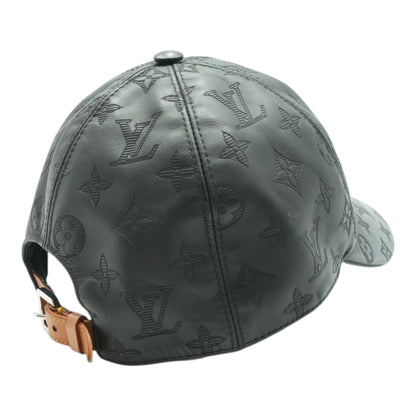 Black Leather Monogram Shadow Cap