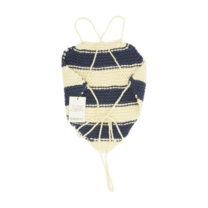 Navy Striped Cropped Knit Top