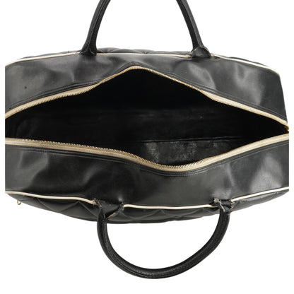 Black & White Vintage Quilted Leather Duffle Bag