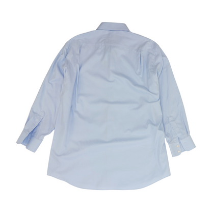 Blue Solid Long Sleeve Button Down