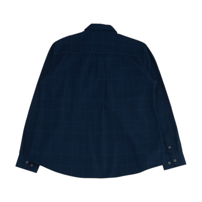 Navy Plus Size Check Flannel Button Down