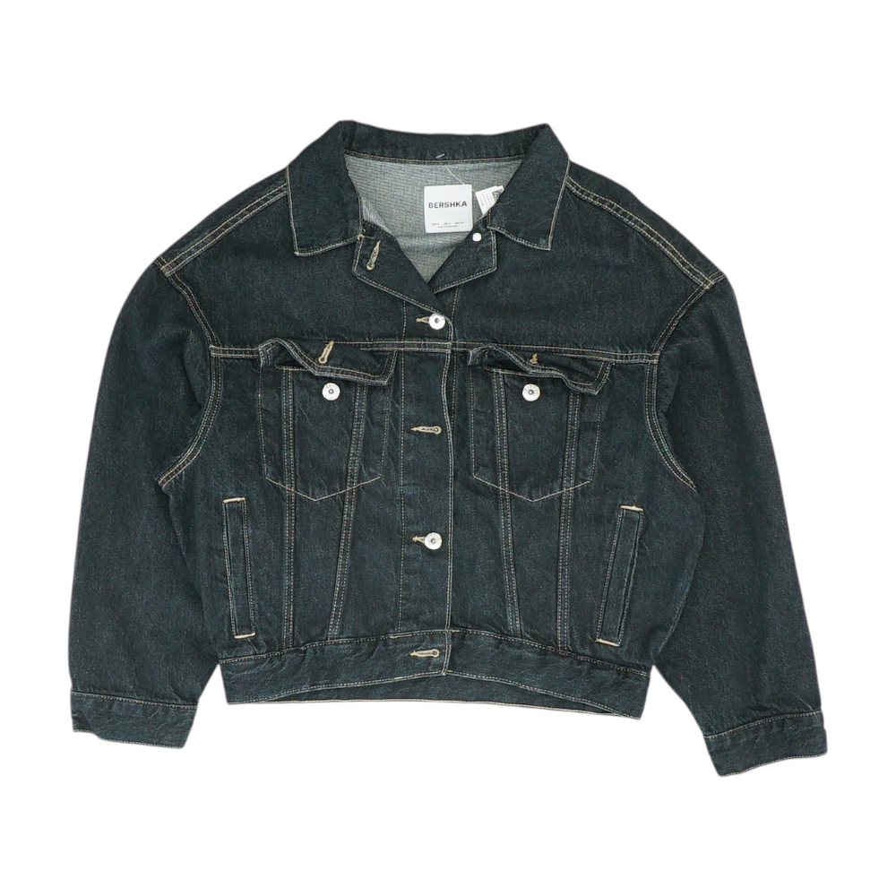 Blue Solid Denim Jacket