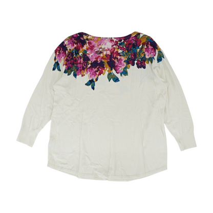 Beige Plus Floral Pullover Sweater