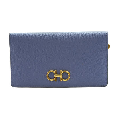 Gancini Leather Wallet Wallet in Washed Denim