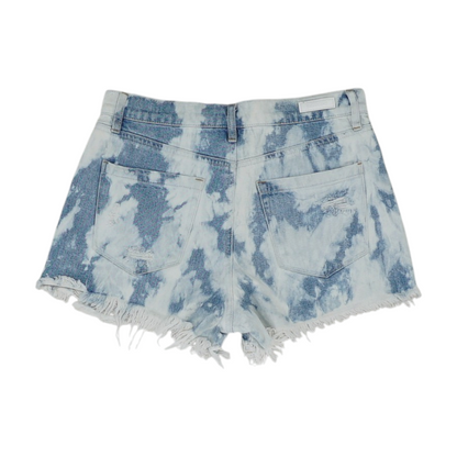 Blue Solid Denim Shorts
