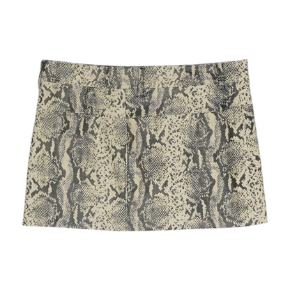Gray Animal Print Mini Skirt