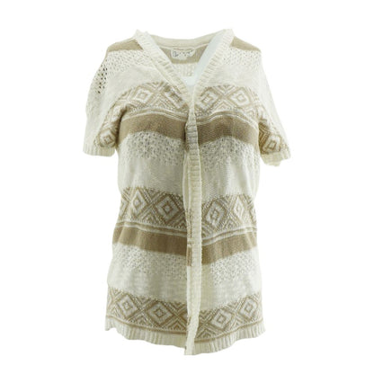 Tan Striped Cardigan Sweater