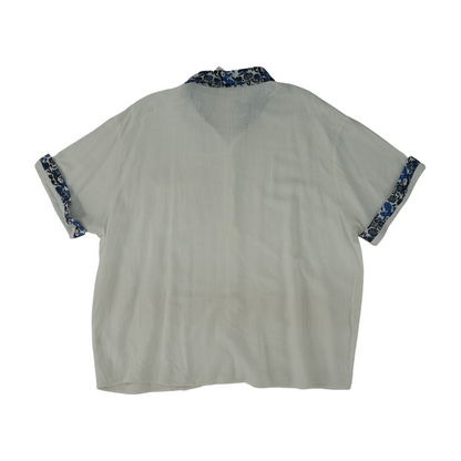 White Solid Short Sleeve Button Down