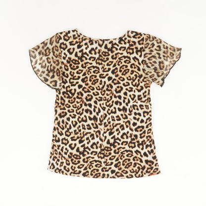 Tan Animal Print Short Sleeve Blouse