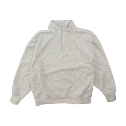 Gray Solid 1/4 Zip Pullover