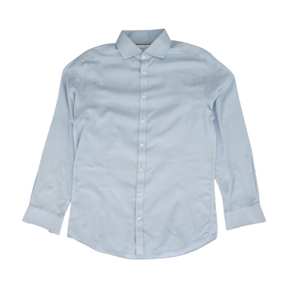 Blue Herringbone Long Sleeve Button Down