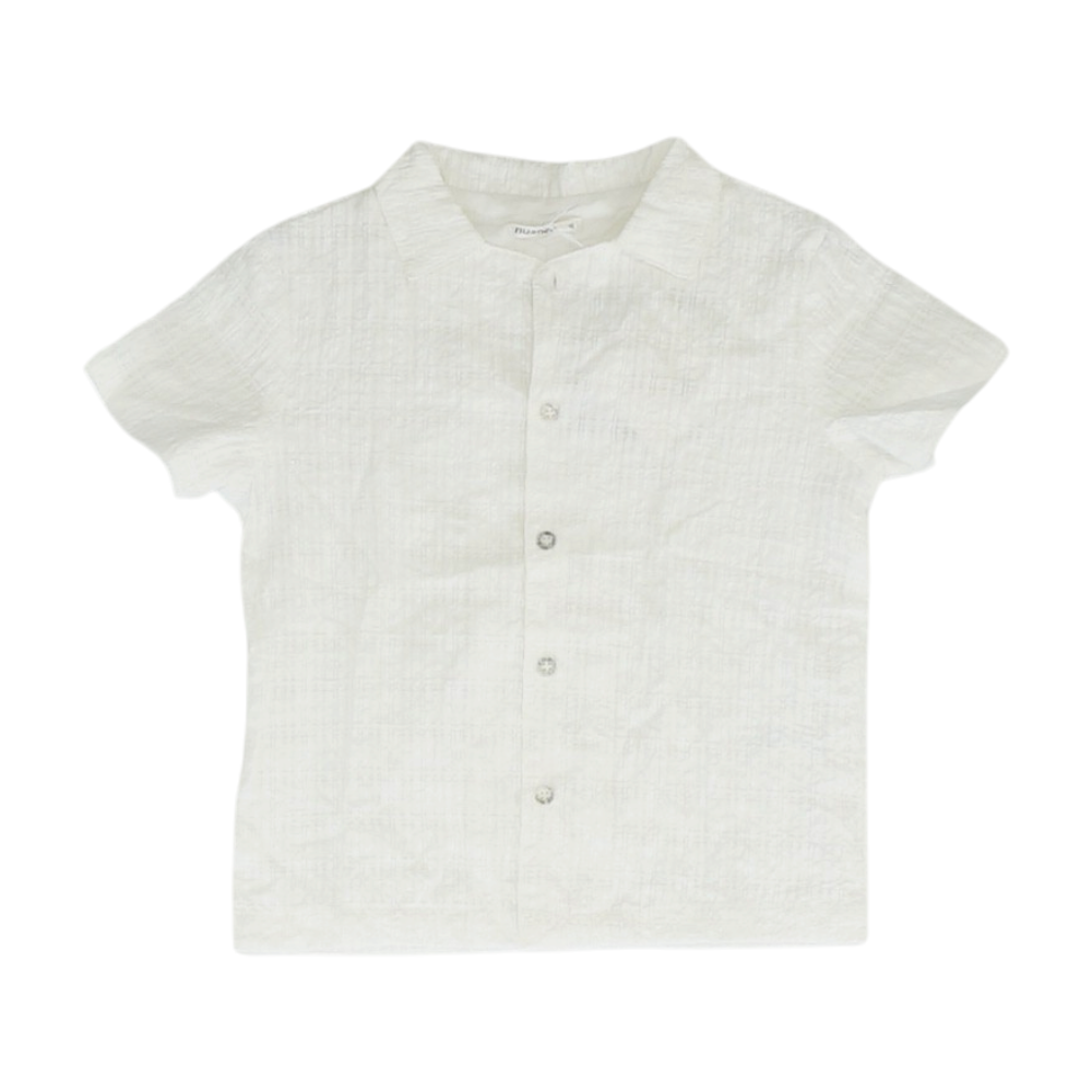 White Plaid Short Sleeve Button Down