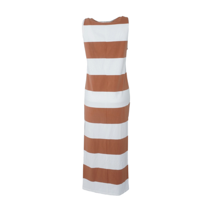 Brown Striped Midi Dress
