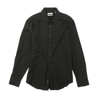 Black Solid Long Sleeve Button Down