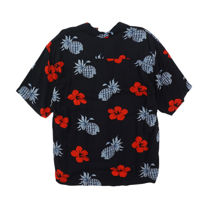 Vintage Navy Tropical Short Sleeve Button Down