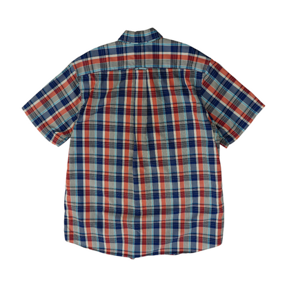 Blue Tall Plaid Short Sleeve Button Down