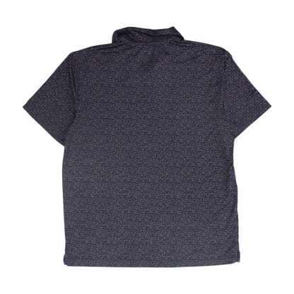 Navy Print Short Sleeve Polo