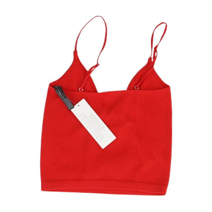 Red Solid Tank Knit Top